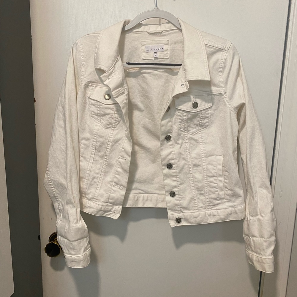 Cropped White Denim Jacket
